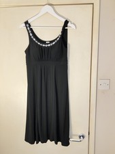 Sangria Size 8 Black Sleeveless Dress Beaded Neckline Padded Bust