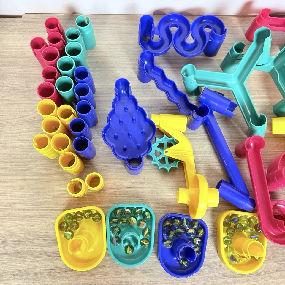 Juego de construcción de pista de carreras Discovery Toys Super Marbleworks 1997 vintage con caja Foto 3 de 4