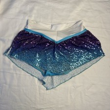 The Line Up Pro Cheer Dance NFL NBA NHL Ombr Teal Sequin Audition Skirt SA