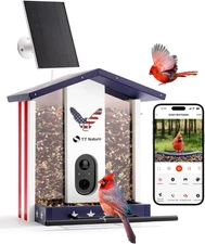 Bird Feeder with Camera, Solar Powered Smart Birdhouse Cam with Auto Capture & B