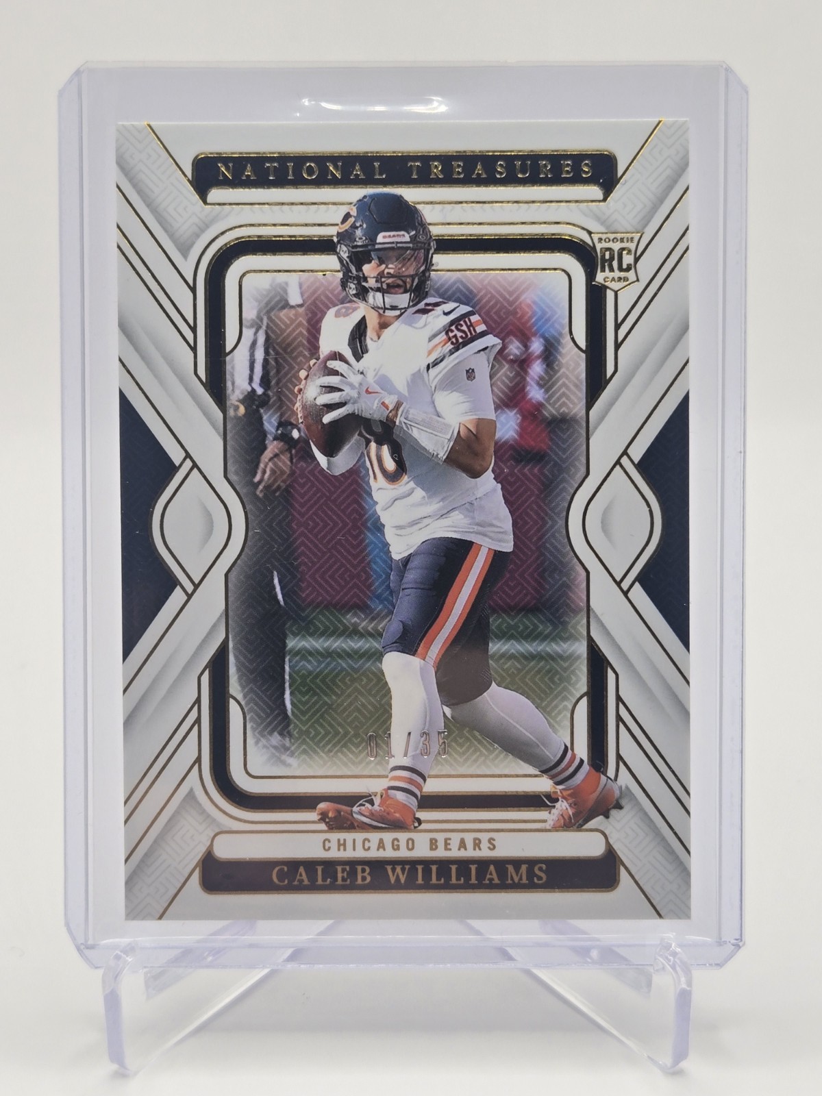 Caleb Williams 2024 National Treasures #18 Gold Rookie RC 01/35 First On Print