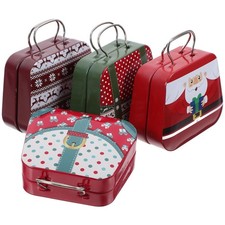  4 Pezzi Scatole Regalo Grandi Natalizie Contenitori in Lamina di Latta con Coperchio Soldi