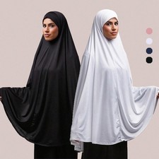 Muslim Abaya Hijab Set Women Modest Prayer Dress Cotton Ramadan Kaftan Scarf