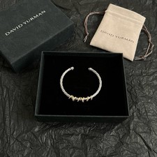 David Yurman 925 Sterling Silver Two-Tone Cable Cuff Bracelet Open