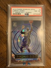 LEBRON JAMES 2019-20 Donruss Optic T-Minus 3 2 1 Purple #9 PSA 8 LA Lakers