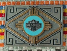 Vintage 1996 Harley-Davidson Belt Buckle 960331 Turquoise Center Geometric