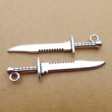 12/30PCS Antique Silver Tone 3D KNIFE Charm Pendant, Weapon Charms JHS563