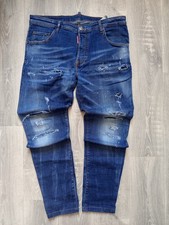 Jeans uomo Dsquared2 Tidy Biker taglia 52 IT blu denim invecchiato Made in Italy