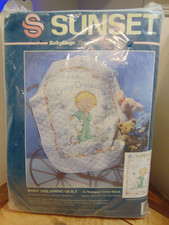 Vtg Sunset Baby Quilt Kit - Shhh Baby Dreaming - Baby Lambs 34" x 43" Vtg 1994