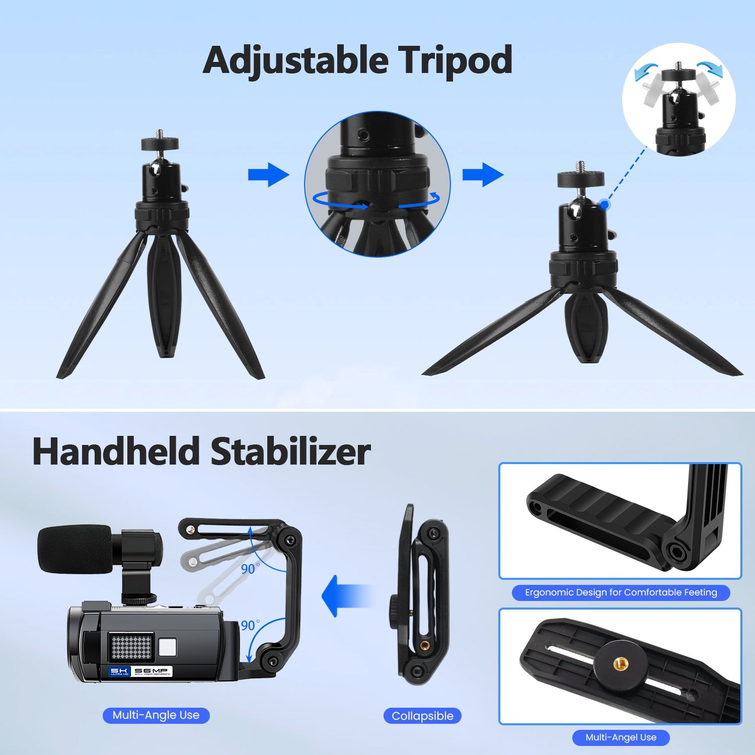 5K 56MP Camcorder Video Camera Vlogging Camera YouTube WiFi  Night Vision,Tripod