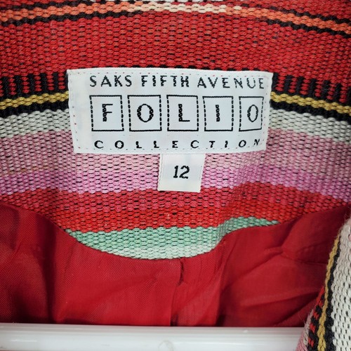 Giacca blazer vintage Saks Fifth Avenue Serape Southwestern Aztec a righe 12 - Foto 3 di 12