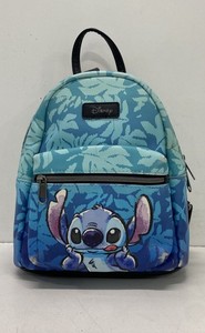 Disney Blue Lilo & Stitch Tropical Floral Mini Backpack Faux Leather
