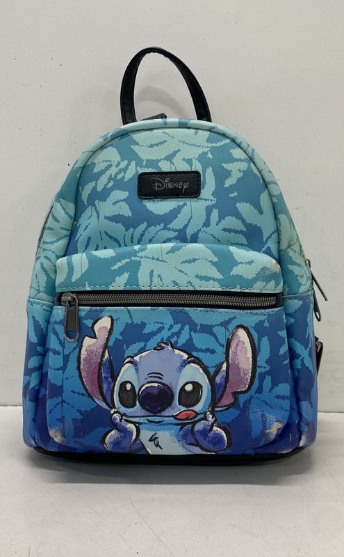 Disney Blue Lilo & Stitch Tropical Floral Mini Backpack Faux Leather