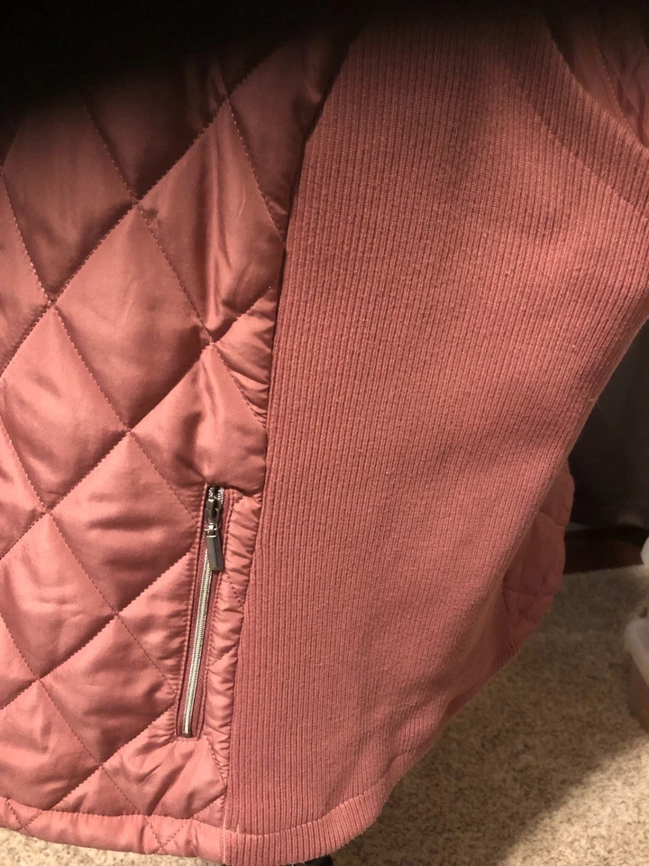 Chaleco CJ Banks Mujer Malva Diamante Acolchado/Acanalado Cremallera Frontal Talla 3X Excelente Foto 4 de 4