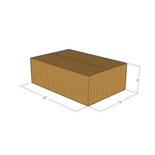 25 24x16x8 Kraft Brown Corrugated Shipping Boxes 32 ECT Single-Wall New