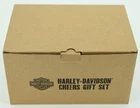 Harley Davidson Cheers Gift Set 2 Glasses Engraved Logo Ice Tray Wooden Box 2017