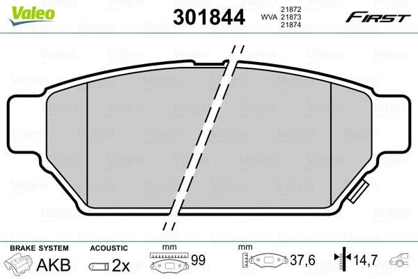 Rear VALEO-OE 301844 Brake Pad Set, disc brake for MITSUBISHI,PROTON