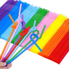 300Pcs 10.3 Inches Disposable Flexible Bendy Drinking Straws Plastic Straws