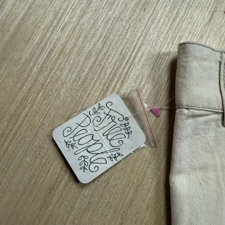 Free People Wide Leg Painters Buckle Back Pants Baggy Size 10 Natural 31x25 - Image 3 of 4