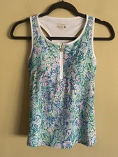 Lilly Pulitzer Luxletic Canna Bra Tank UPF 50 Surf Blue Soleil It On Me XS