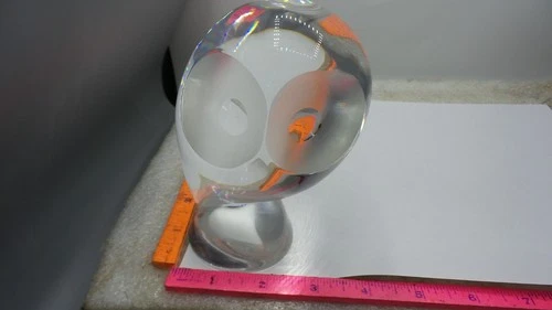 Mid-Century Modern Signed STEUBEN Glass Owl 5.5" by Donald Pollard