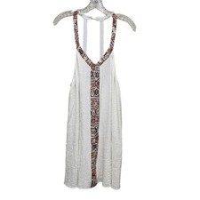 Hem & Thread White Textured Midi Dress with Boho Straps Women’s Size Large
