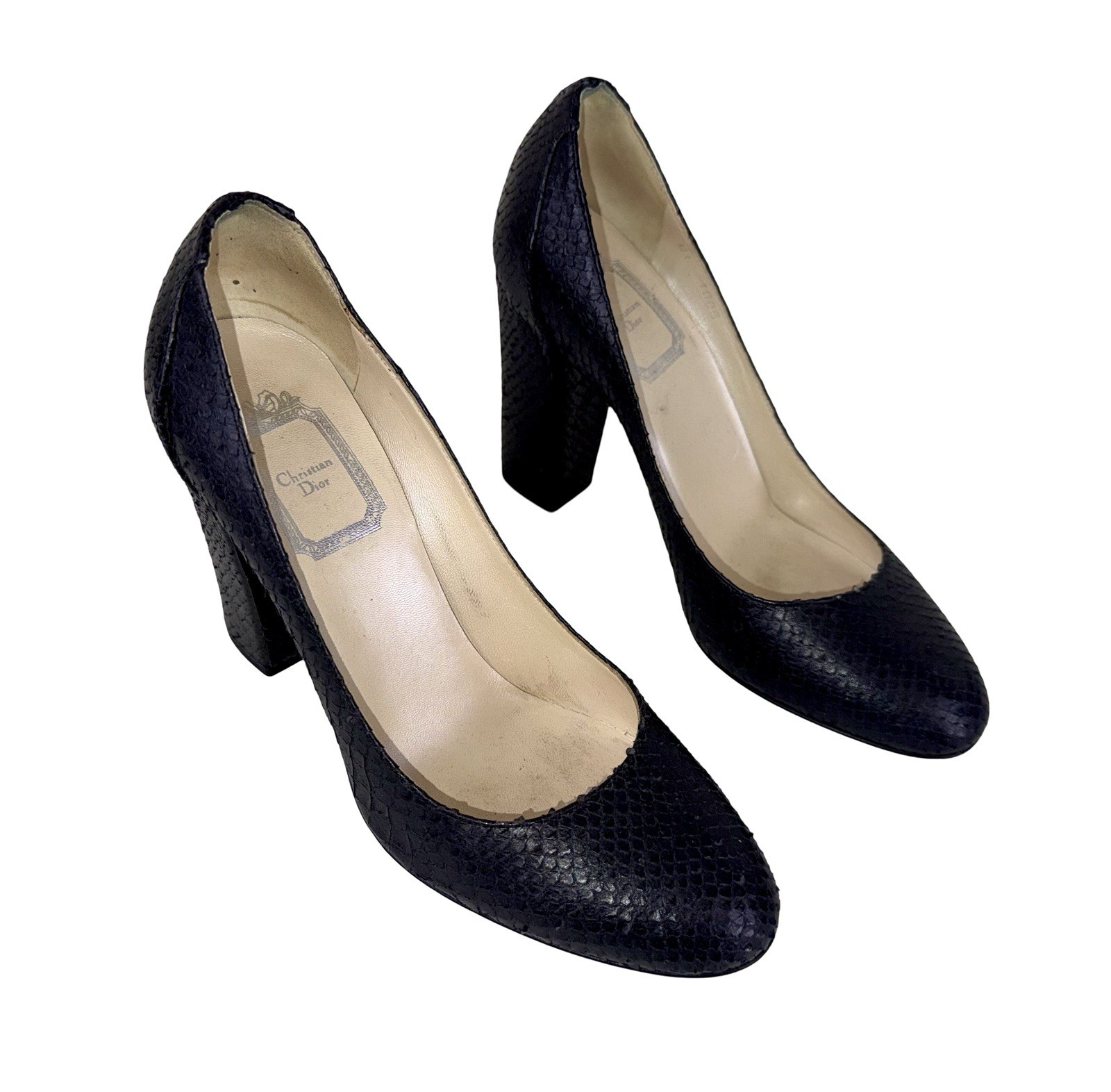 CHRISTIAN DIOR BLACK SNAKE SKIN HIGH HEELS Size 36.5 thumbnail 2