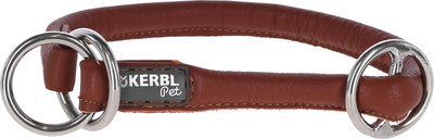 Rundleder-Halsband Roma mit Stopper 55cm, 8mm,cognac