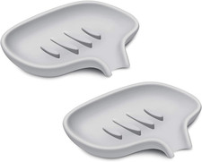 Silicone Soap Dish for Bathroom,Bar Soap Holder for Shower with Draining Tray, W