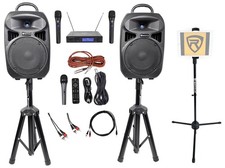 Rockville 8" iPhone/ipad/Laptop/TV Karaoke Machine/System Wireless Mics Stand