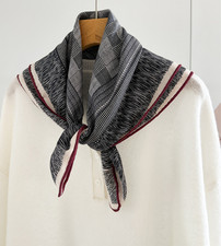 70 Cashmere 30 Silk 65X65cm Scarf Double Face grid Print Bandana Shawl new