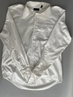 Joseph Abboud Mens L White Dress Shirt 100% Cotton Button Front Long Sleeve