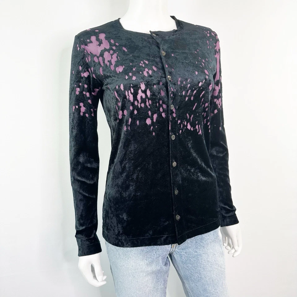 Tricot Comme Des Garcons 紫色天鹅绒倦怠上衣 M 码休闲学院风 — 第 3/4 张图片