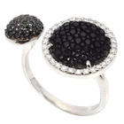 NATURAL AAA BLACK STINGRAY & WHITE CZ STERLING 925 SILVER RING SIZE 8-10