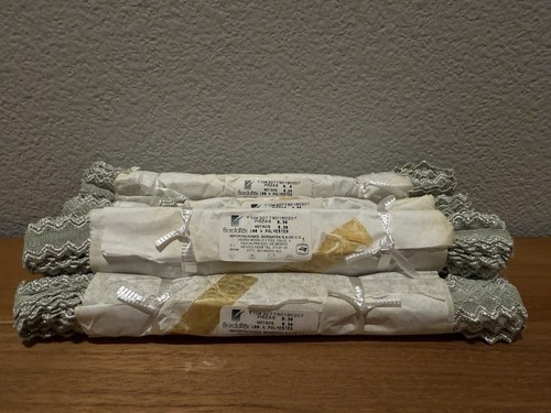 Lot of 7 Bordatex Silver Trim Lace Rolls – 100% Polyester 8.3m Each – 58m Total