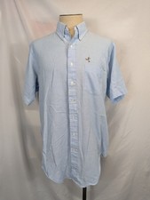 Arrow Dover Button Down Shirt Mens 17-35 Tall Blue Oxford Mallard Duck Short Slv