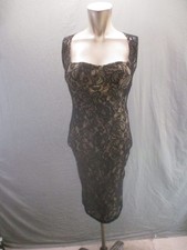 NWT A'GACI Size S Womens Black Lined Sleeveless Stretch Bodycon Midi Dress 677