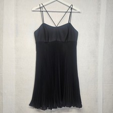 Nouveau USA Black Plissé Pleated Cami Dress Womens Size 12 Made in USA Vintage