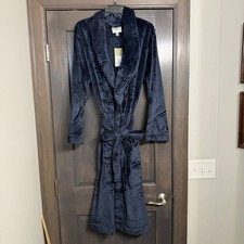 Goodfellow  Co Mens Plush Fleece Robe S/M Shawl Collar Blue Tie Belt NWT