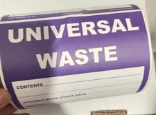 Accuform Mhzw16evl Haz Waste Label,Universal Waste,6X6 In,Poly,250/Rl(Dr5)