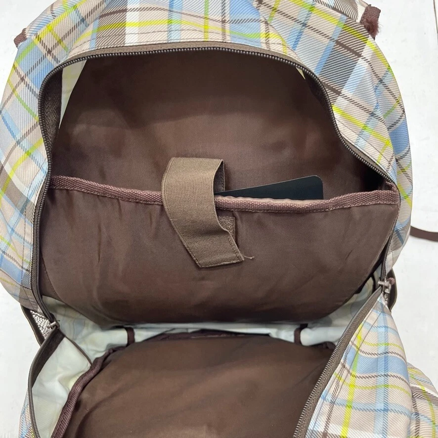 Mochila Thirty-One azul y marrón a cuadros de 18" tamaño completo Foto 2 de 4