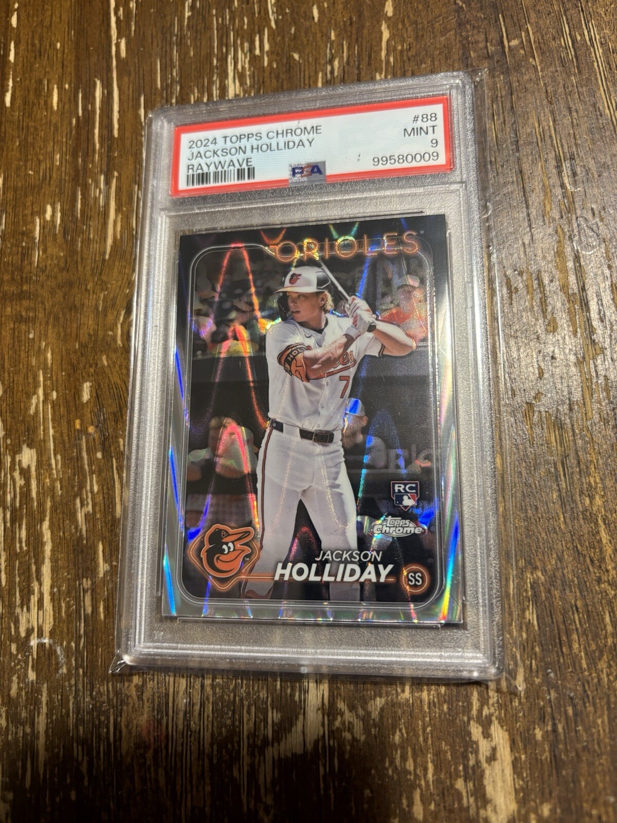 Jackson Holliday 2024 Topps Chrome Rookie Card Raywave Refractor #88 PSA 9
