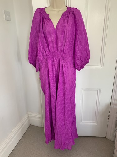 Jigsaw Silk Linen Gauze Lilac (Pink Orchid) Midi Dress UK 16. BNWT £320 rrp