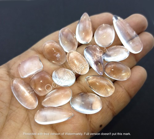 Natural Clear Quartz Cabochon Gemstone lot, 102 Carat 4-6 Pcs, Loose Gemstone - Picture 3 of 8