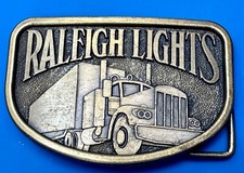 Raleigh Lights Cigarettes Tobacco Semi Truck Trucking 1970'S Belt Buckle By Rj