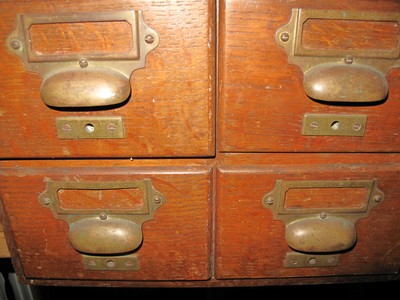 Vintage Oak 4 Drawer Index Card File Cabinet Ebay