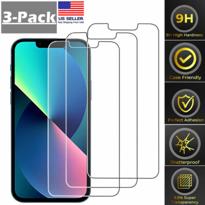 3 Pack Tempered Glass Screen Protector For iPhone 13 12 11 Pro Max XR X XS Max 8
