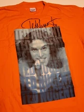 Vintage 1999 Ted Nugent Orange T-Shirt L Rock Concert Tour Double Side Signed