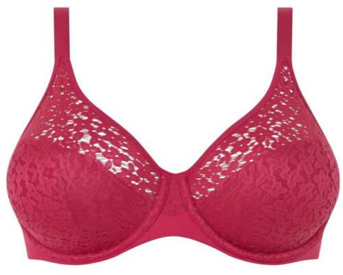 Chantelle Norah Underwired bra Gr.80E UK 36DD Shaped Lace Bra Cosmo Red - Picture 1 of 10
