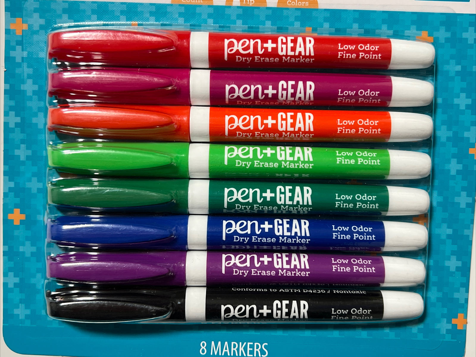 Pen + Gear Fine Tip Dry Erase Markers, Assorted Colors, 8 Count